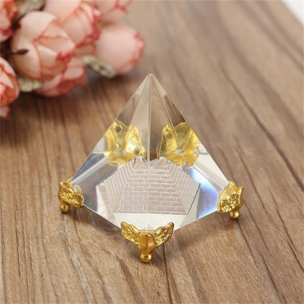 Energy Healing Small Feng Shui Egypt Egyptian Crystal Clear Pyramid Reiki Healing Prism Amulet Ornaments Desk Decor Gift