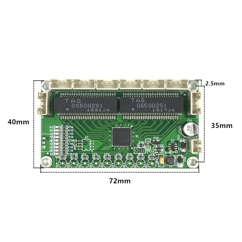 맞춤형 산업용 네트워크 스위치, 비관리형 네트워크 이더넷 스위치, 8 포트, 10 M, 100M, 12V pcba 모듈