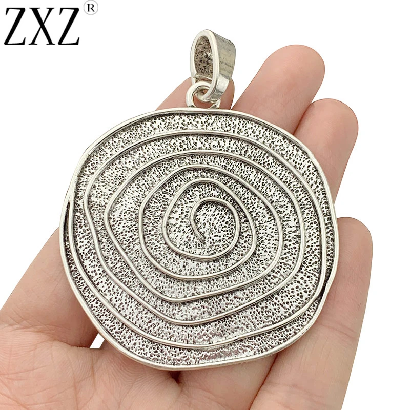 ZXZ 2pcs Tibetan Silver Boho Style Vortex Swirl Spiral Charms Pendants for Necklace Jewelry Making Accessories