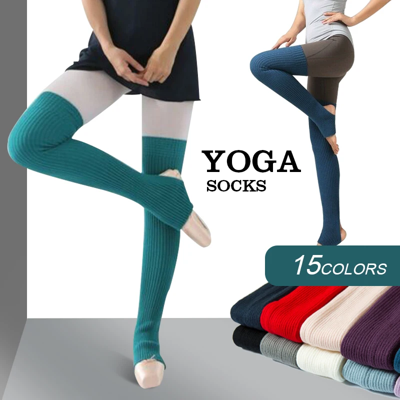 

Women Autumn Winter Warm Yoga Socks Knee High Elastic Leg Warmers Ballet Dance Socks Latin Knee Pads Hip-hop Piled Socks