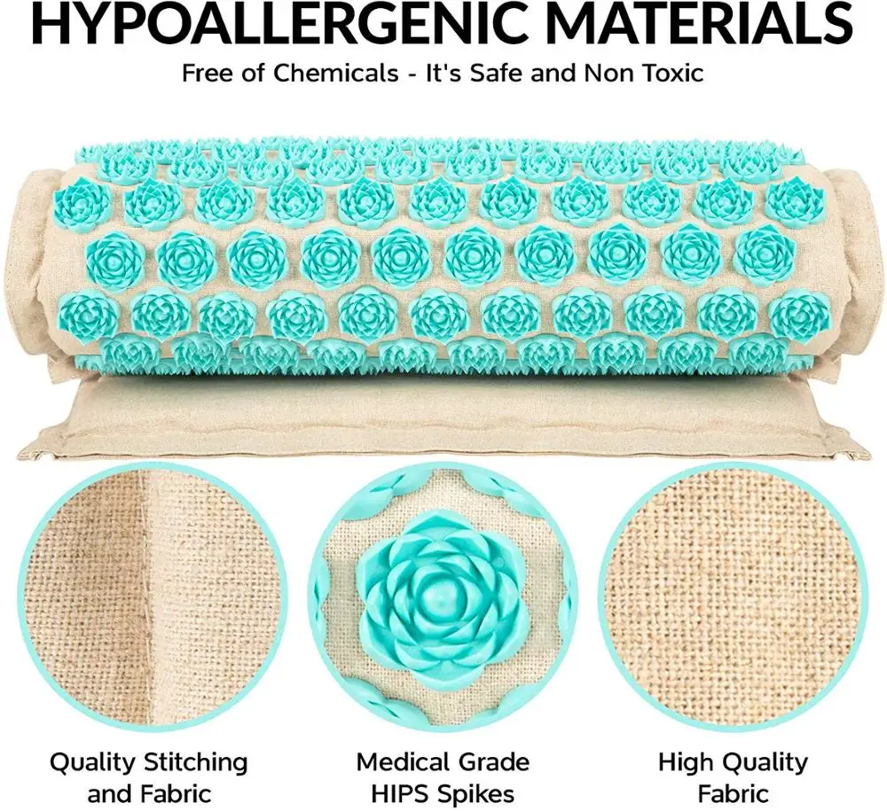 Natural Organic Linen Acupuncture Mat Lotus Spike Massage Pad Cushion Yoga Mat Back/Neck/ Pain Relief Therapy