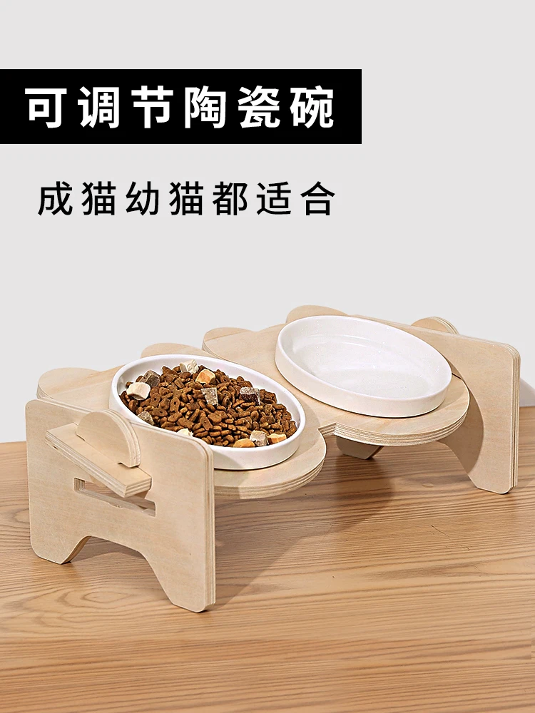 

Cat Bowl Ceramic Food Bowl Drinking Water Dual Purpose Cat Pet Cat Food Rice Bowl Anti-overturning Cat Water Bowl for Cats