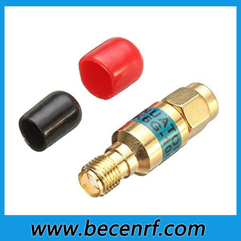 Golden Plated 2W SMA Fixed Attenuator 50ohm 6GHz 1-30db Plug male to Jack female RF Coaxial Connector