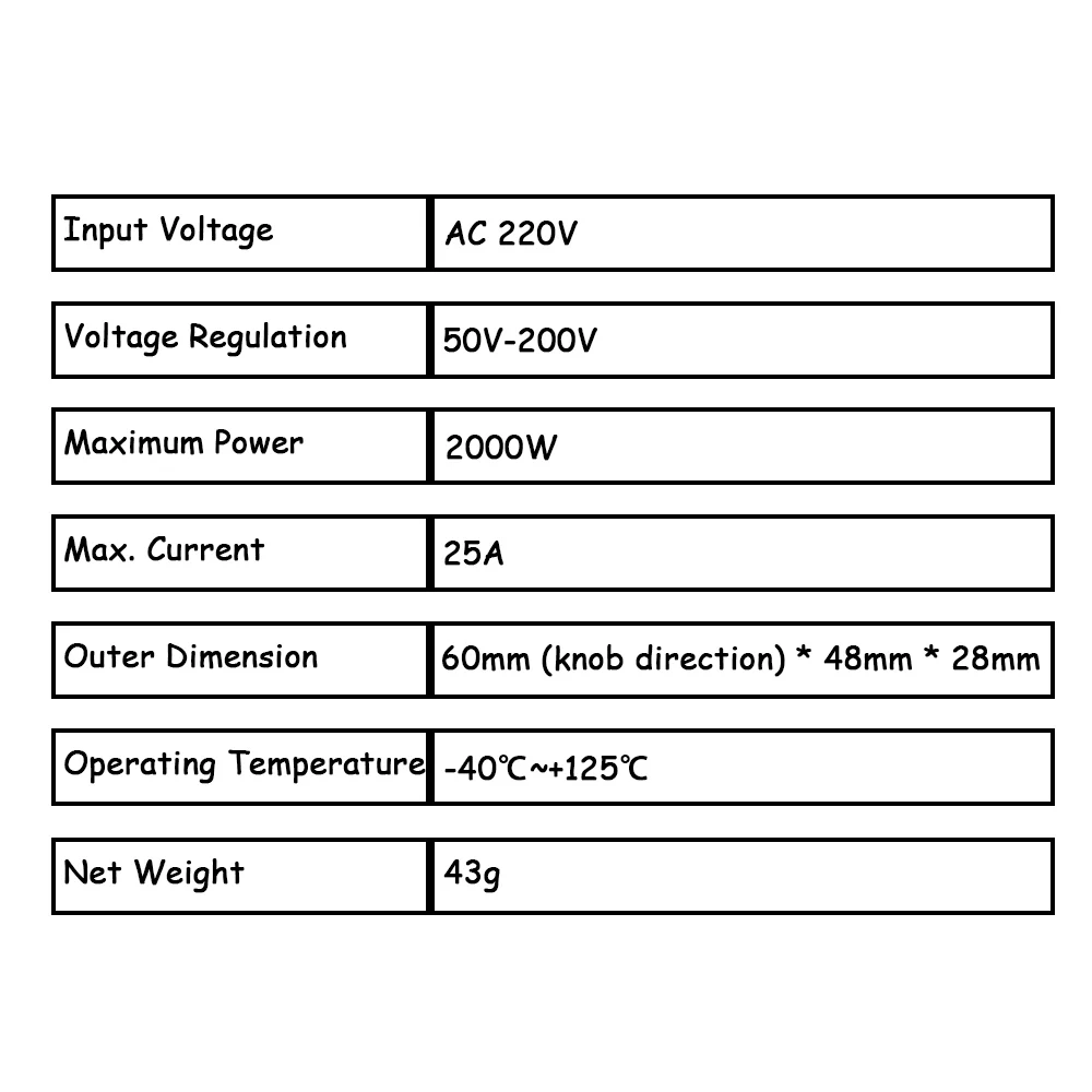 Voltage Regulator 2000 Watt AC 50 - 220 Volt Dimmer SCR Power Regulator Motor Speed Controller Home Improvement Regulators 2000W