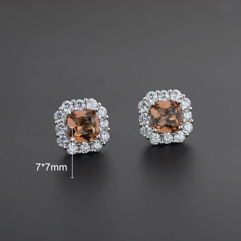 FFGems New Design Created Zultanite Stud Earrings Silver Square Stone Color Change Fine Jewelry For Women Girl Party Gift