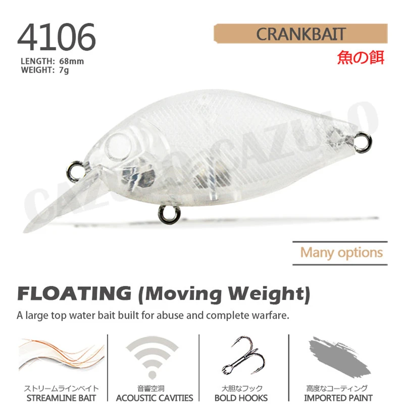 Crankbait Fishing Accessories Lure Isca Artificial Weights 7g 68mm Blank Unpainted Lures Pesca Winter Sea Fishing Seabass Leurre