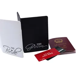 Tarjetas de crédito de viaje para hombre y mujer, fundas para pasaporte para amantes de la novia y el novio, soporte para identificación y documentos, novedad