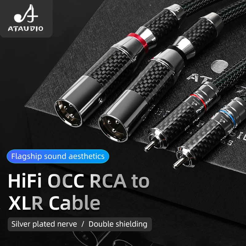 ATAUDIO Hifi RCA na kabel XLR Hi-END OCC podwójne ekranowanie przeciwzakłóceniowe 2XLR na 2RCA kabel Audio do systemu Hifi