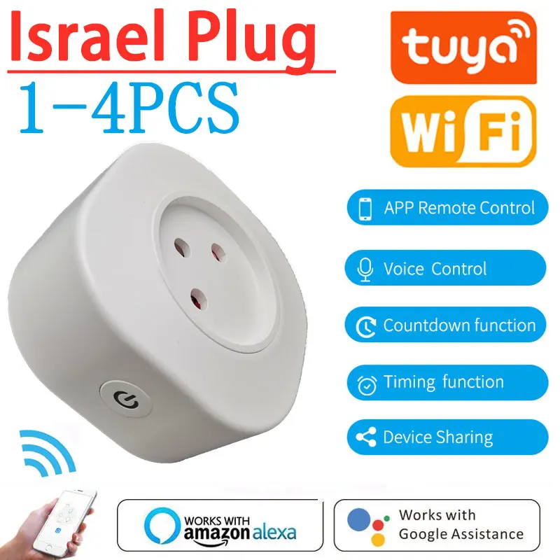 16A Israel Smart Wifi Power Plug Smart Wifi Wireless Socket Outlet Work with Alexa Google Home Assistant Tuya SmartLife APP