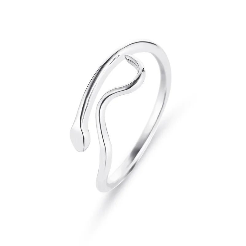 Fashion Minimalist Simple Bending Wave Golden Silver Plated Twisted Snake Alloy Rings For Women Girls Adjustable