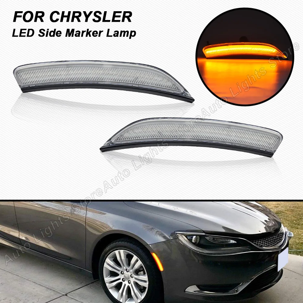 

2Pcs LED Front Side Marker Light Lamp For 2015 2016 2017 Chrysler 200 2015 2016 2017 OEM:68206449AA 68206450AA CH2550131