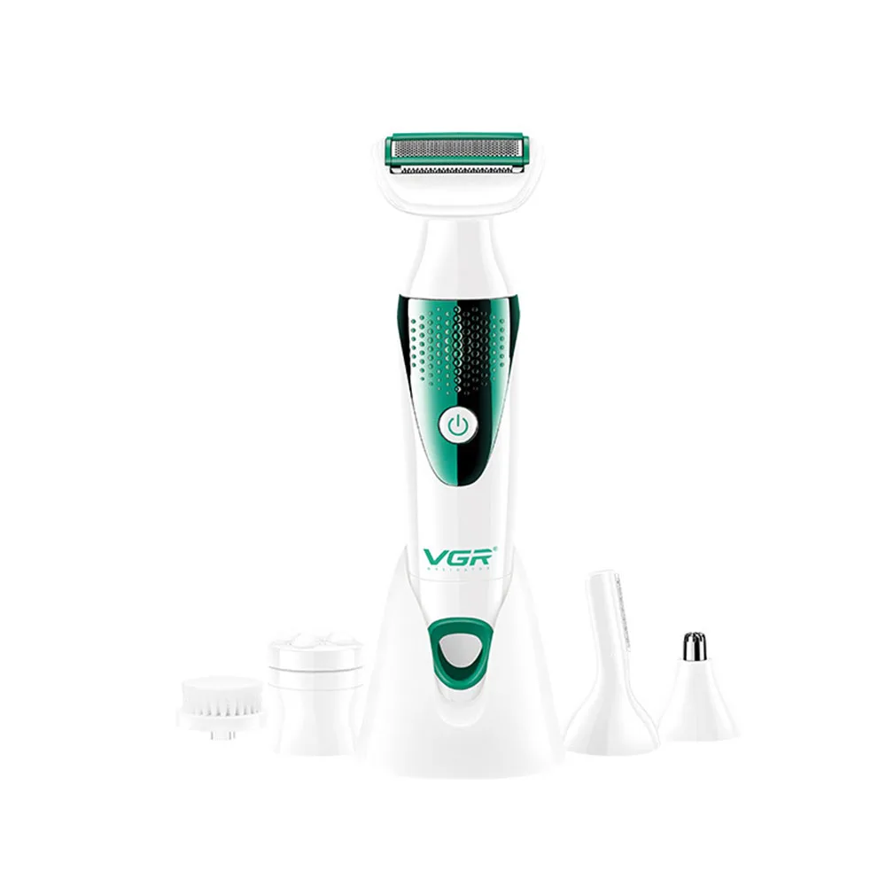 VGR 720 Personal Care Shaver, Depiladora Curved Net, Aparelhos Laváveis do Corpo, Lavagem de Sobrancelha, Massagem Facial, Barbear Nariz, V720, 5 em 1