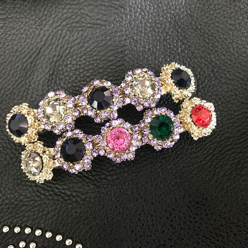 1 قطعة متعدد الألوان ، رمادي الكورية كريستال اللؤلؤ مقاطع الشعر أنيقة النساء المشابك دبابيس الشعر الديكور أغطية الرأس إكسسوارات الشعر