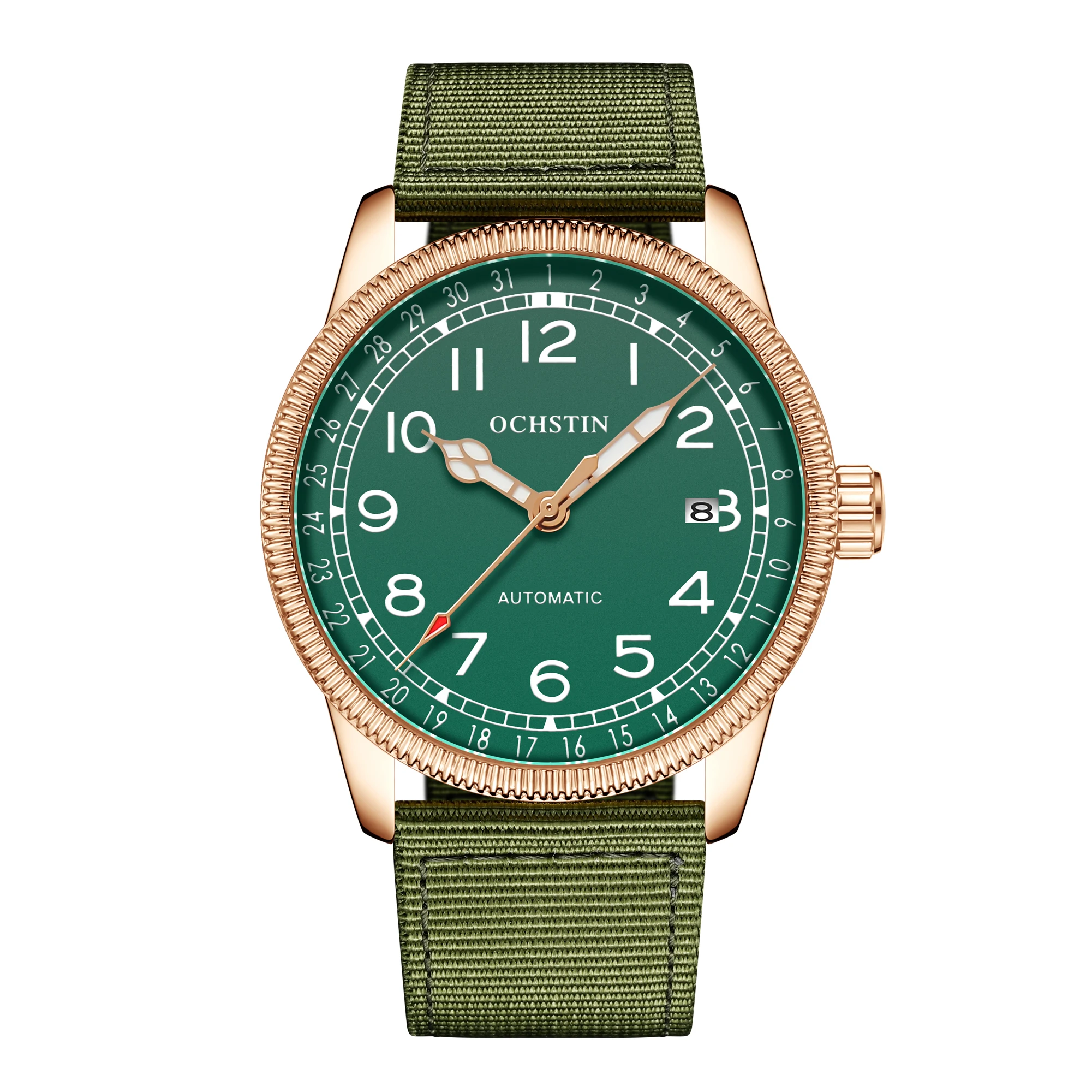 Watches Man Mechanical Automatic Men Watch Retro Nylon Luminous Wristwatch Top Brand Luxury OCHSTIN Male Green Fashion Clock