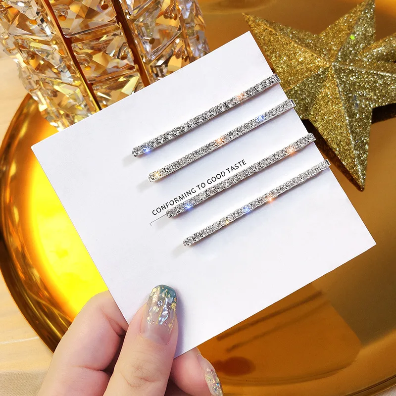 New Fashion 4Pcs Crystal Rhinestone Hair Clips Colorful Shining Stone Hair Pins Barrettes Clips Diamond Hair Styling Accessories