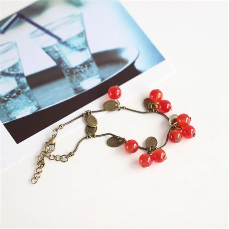 ADOLPH Star Jewelry Fashion Cute Cherry Charm Bracelet Woman Bohemian Cute Chain Bracelet Statement Accessories New Gift 2022