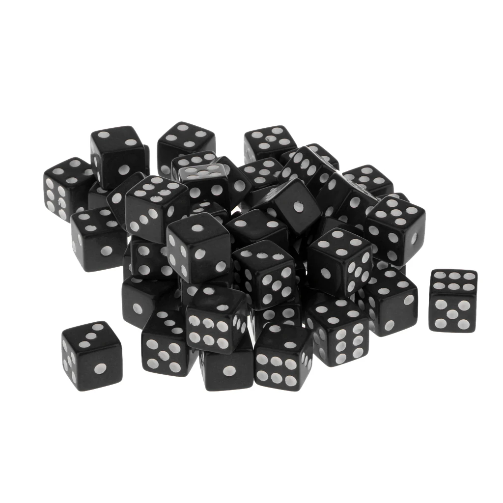 12mm 50Pcs Opaque Acrylic Six Sided Spot Dice Games Spot Dice for Table Game Party Games Dice Toys Gift 6 Colors