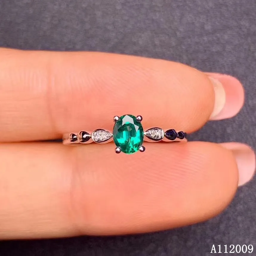 

KJJEAXCMY fine jewelry 925 sterling silver inlaid natural emerald ring new female fashion gemstone ring elegant support test