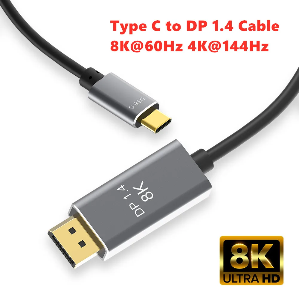 

8K USB C to DP1.4 Cable converter 2 modes available Expand Monitor 8K@60Hz 4K@144Hz for Display port 1.4 For MacBook Air Laptop