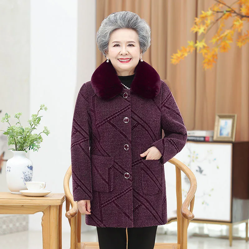 2022 New Fashion Elderly Women Winter Warm Jacket Coat Female Thicken Imitation Mink Velvet Coats Parkas Outerwear Overcoat