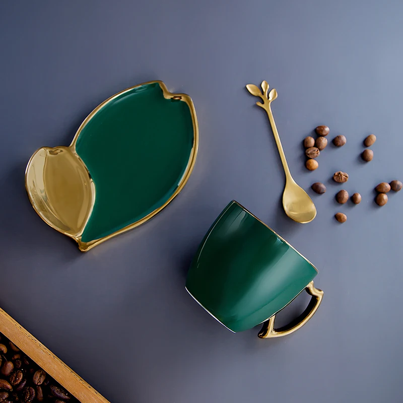 Taza de café moderna y personalizada, juego de Tazas y platillos de cerámica de lujo de alta calidad, estilo nórdico creativo, BC50BD