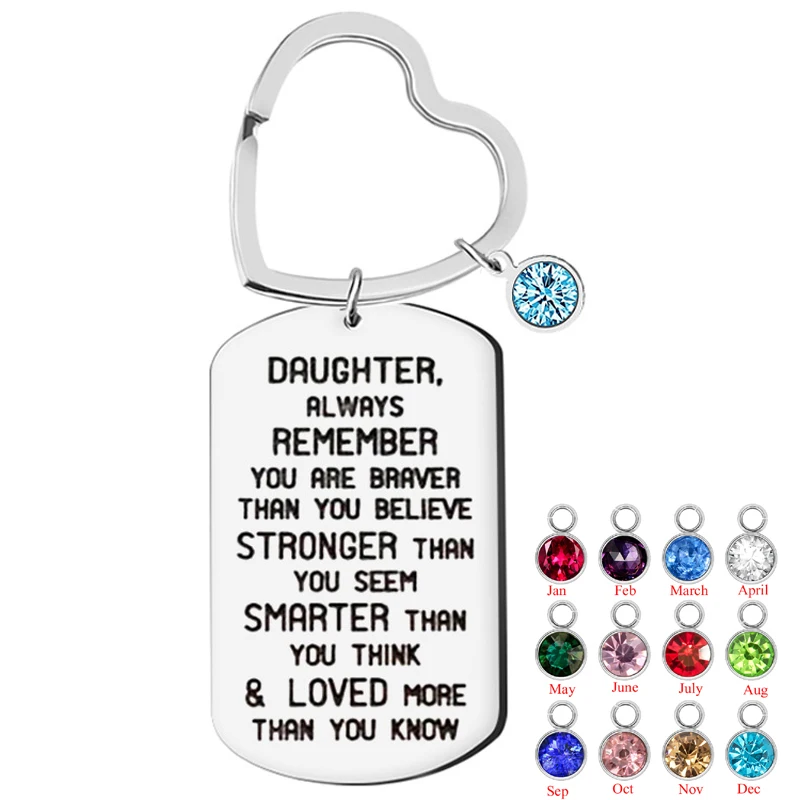 Daughter Always Remember You are Braver Strong Smarter Than You Think Key Chain Ring Stainless Steel Daughter Key Chain