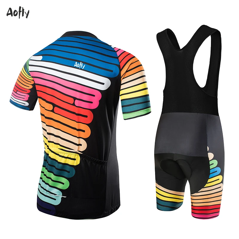 Summer Aofly Rainbow Cycling Team Jersey Bike Shoulder Suits Bicycle Mtb Ropa Men's Cycling Jersey Road Race Pro Bike Men Shirts