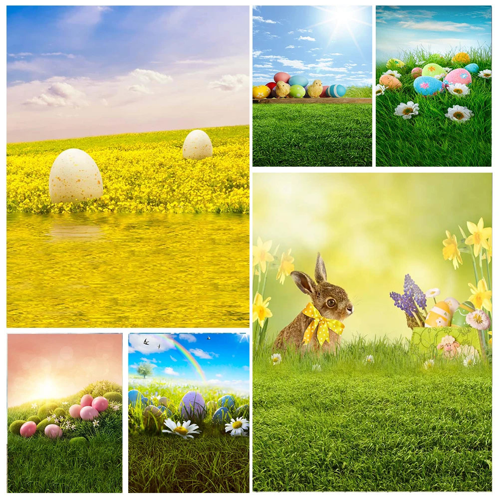 

Mocsicka Easter Background Photography Lawn Props Baby Shower Egg Spring Backdrop Decoration Kids Children Portrait Photo Studio