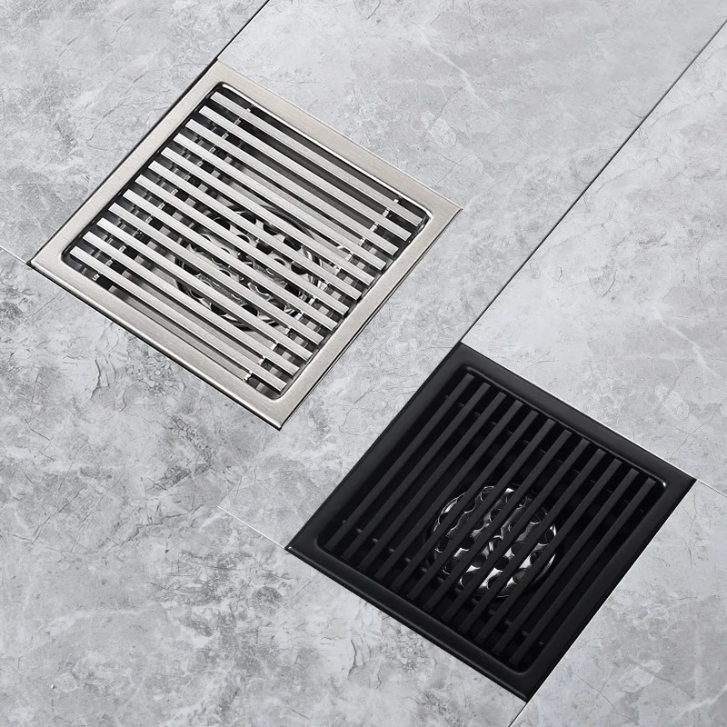 11cm Bathroom Drains 304 Stainless Steel Square Shower Grate Waste Tile Insert Square Floor Waste Grates Drain Strainer