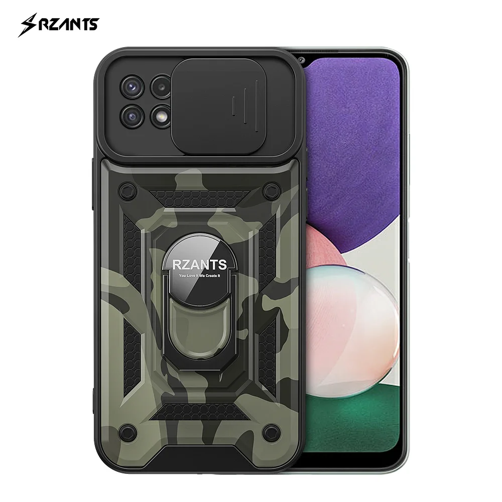 

Rzants For Samsung Galaxy A22 4G 5G Case Camouflage [Jungle tank] Shockproof Ring Hard Casing Lens Protection Military Cover