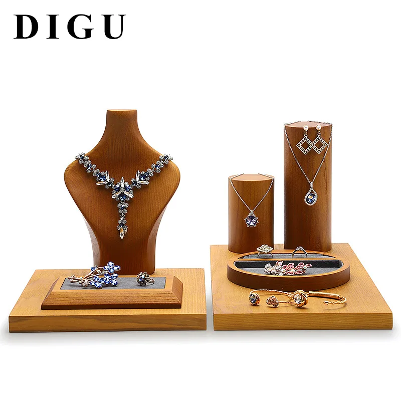 Jewelry display props solid wood jewelry stand ring necklace bracelet display stand decoration tray window display props