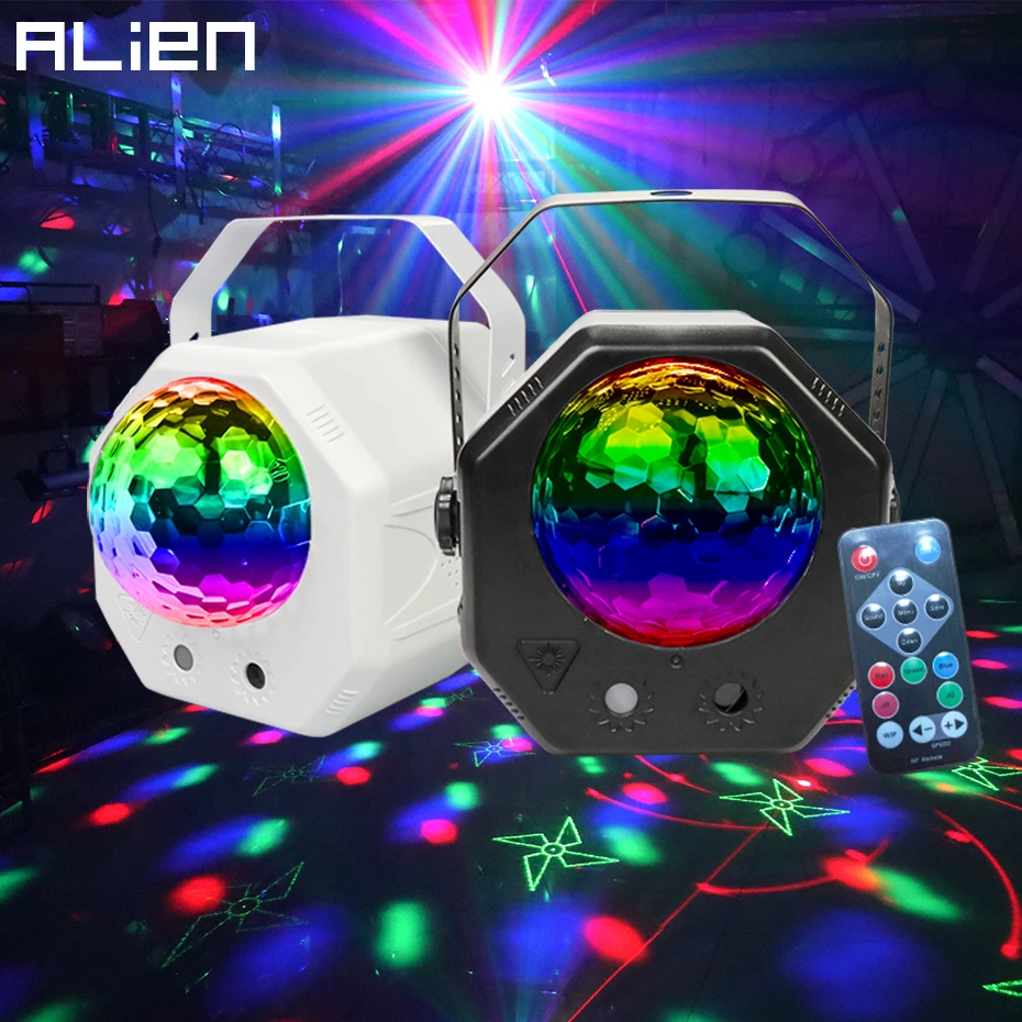 ALIEN RGB LED DJ Disco Magic Ball Water Wave Party Lights Patterns Star Laser Projector Holiday Christmas Stage Lighting Effect