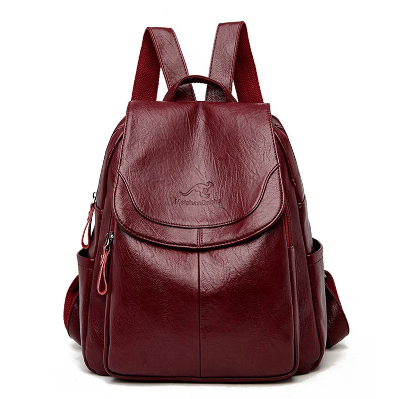 Mochilas vintage de couro macio para mulheres, sacos de viagem casuais para senhoras, sacos de ombro femininos, 9 cores