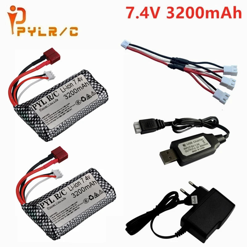 バッテリー充電器セット7.4v 3200mah 18650 25cリチウムイオン,ラジコンヘリコプター用,車のタンク,2s 7.4v