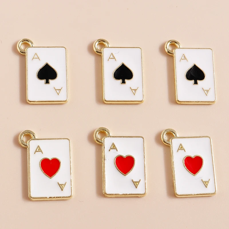10 sztuk kreatywne serce Ace Poker Charms wisiorki dla majsterkowiczów akcesoria do wyrobu biżuterii ręcznie robione kolczyki Charm bransoletki naszyjniki