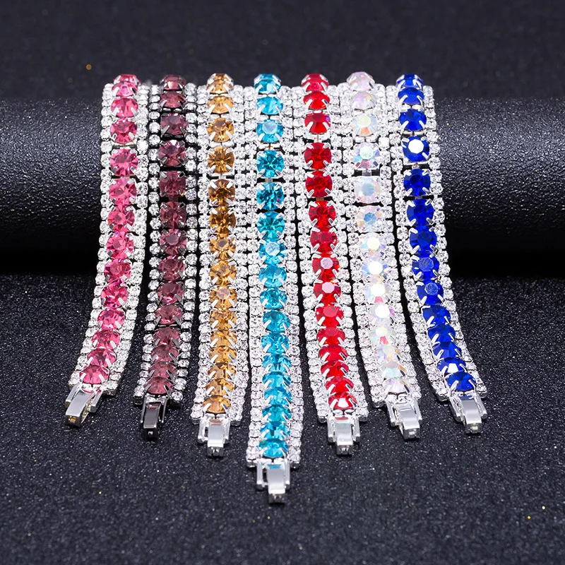 Multi-style fashion bridal crystal wedding bracelets and bracelets full shiny rhinestone bridal love pendant chain bracelet