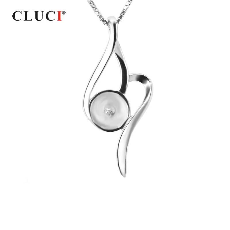 CLUCI Silver 925 Leaf Pendant Necklace Jewelry Women 925 Sterling Silver Pearl Pendant Mounting Fine Jewelry Pendant SP007SB