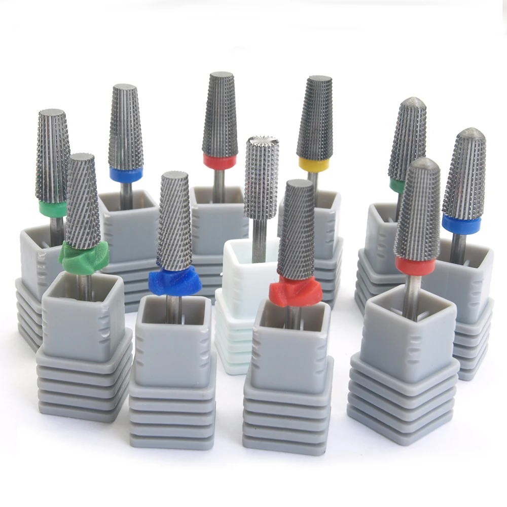 4 in 1 Tapered Safety Carbide Nail Drill Bits With Cut Drills Carbide Milling Cutter For Manicure Remove Gel Nails Accessories