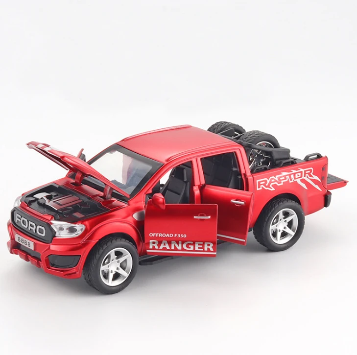 1:32 Ford Raptor F350 Pickup Alloy Car Model Carry Tires Off-Road Vehicle Diecast Toy Vehicles Car Kids Toy Gifts E152