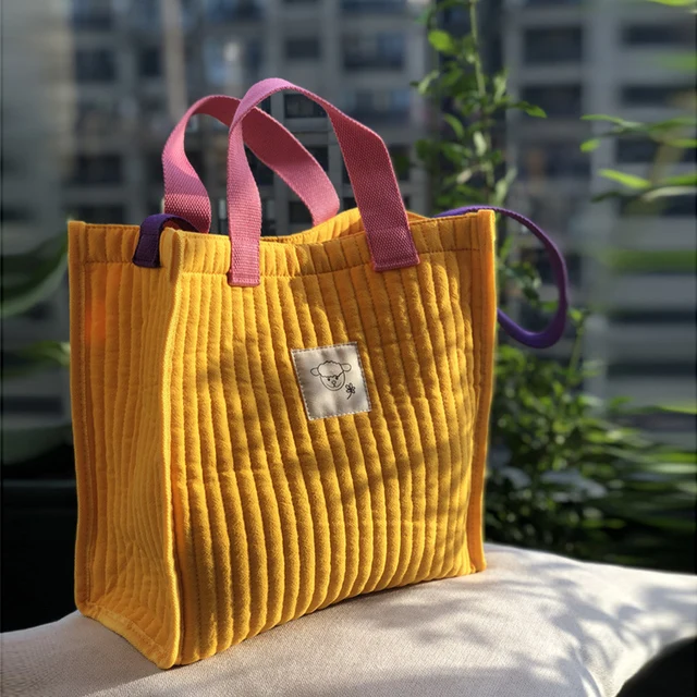 Borse trapuntate coreane borsa a tracolla da donna in cotone borsa a mano semplice di grande capacità borsa a tracolla casual femminile tinta unita