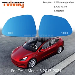 TVYVIKJ Real 1000R 1 pair Side rearview mirror blue glass lens For Tesla Model 3 2017- 2020 2021 Wide View anti glare Model3