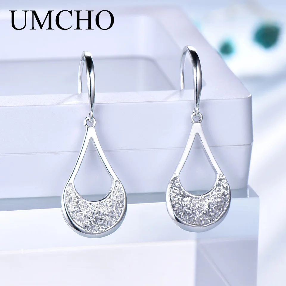 UMCHO Fashion 925 Sterling Silver Sequin Women Drop Earrings for Party Wedding Birthday Gifts Fine Jewelry Decorations