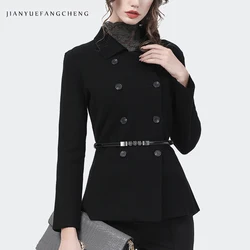 2023 inverno nuove donne giacca di lana lavorata a maglia cardigan doppiopetto con cintura maglione capispalla antivento addensato caldo