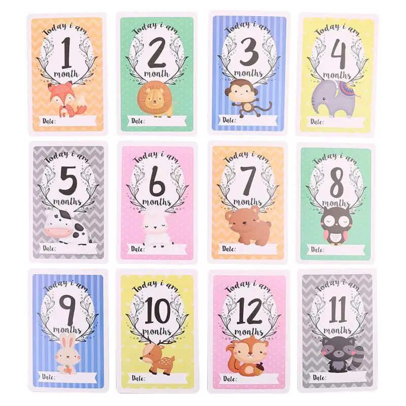 

12 Sheet Milestone Photo Sharing Cards Gift Set Baby Age Cards - Baby Milestone Cards, Baby Photo Cards - Newborn Photo