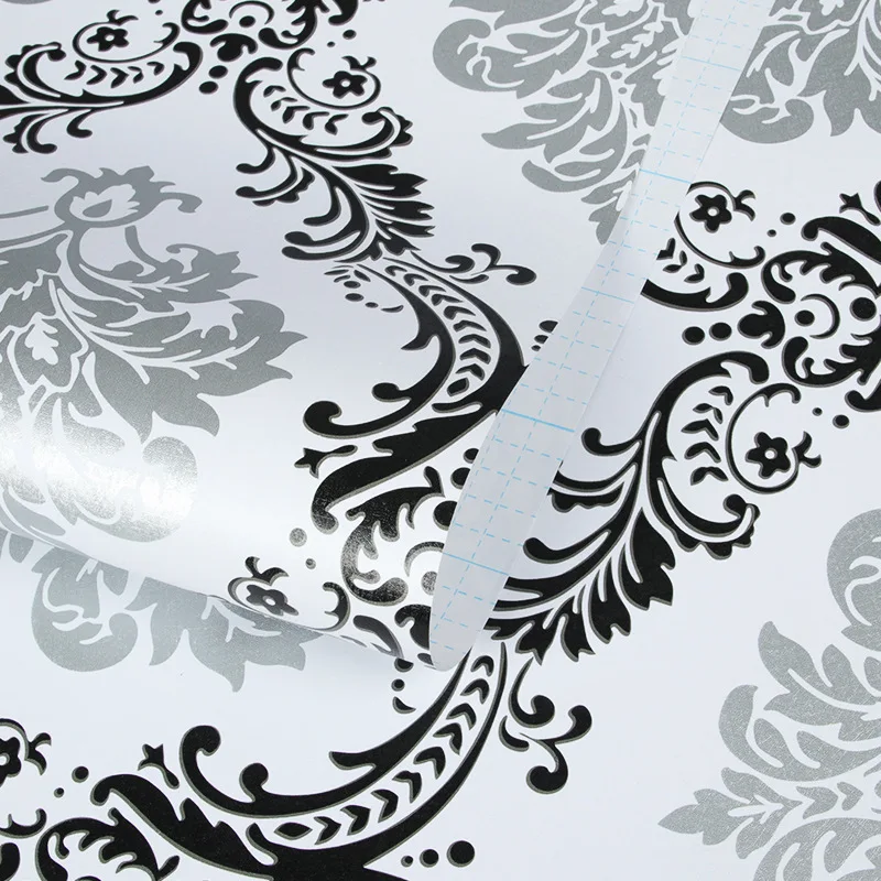 HaoHome White Black Peel and Stick Wallpaper Removable Contact Paper Self Adhesive Vinyl Damask Wall Coverings