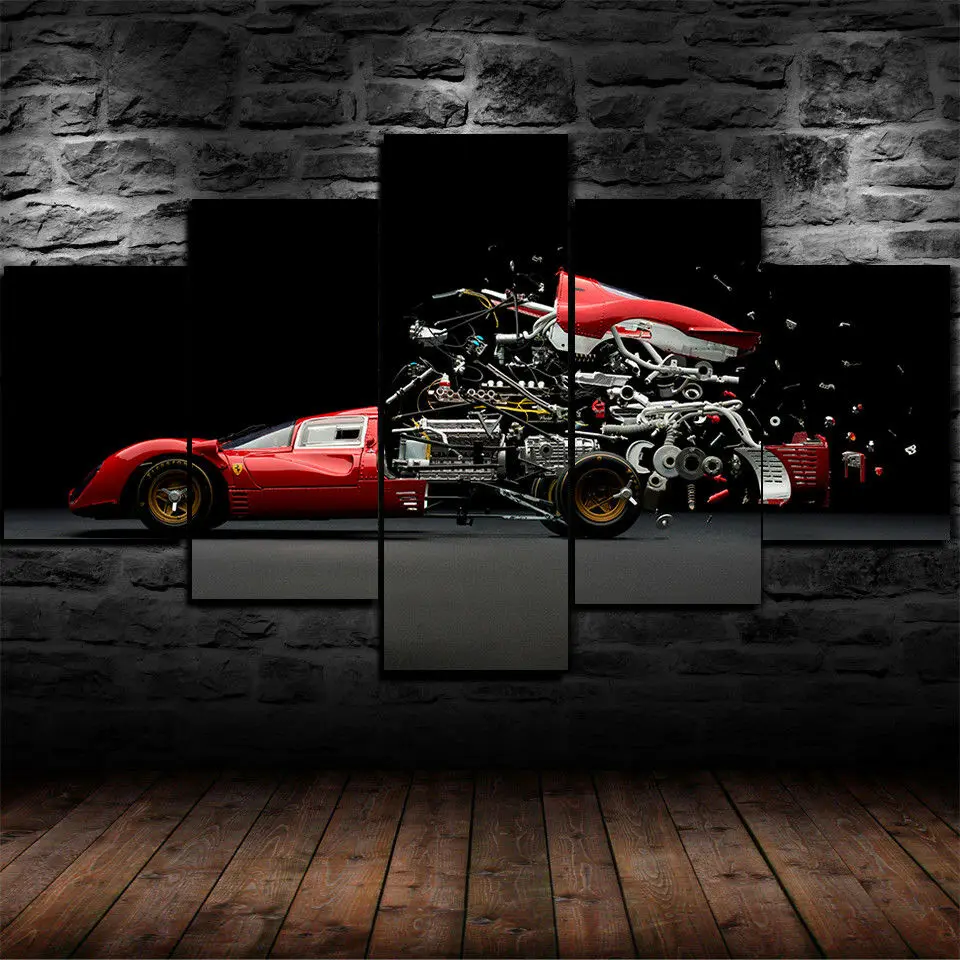 No Framed Canvas 5Pcs  Anatomy Sport Car engineering Wall Posters Pictures Home Decor Accessories Living Room Paintings