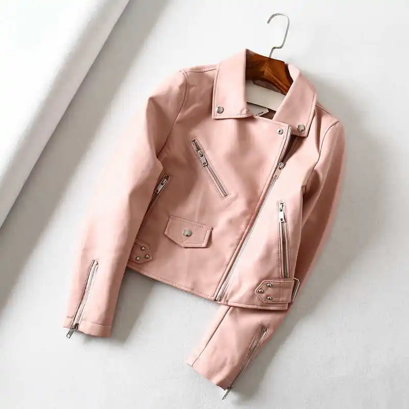 Womens Faux PU Leather Jackets and Coats 2023 New Fashion Motorcycle Elegant Ladies Moto Biker Slim Fit Short Outwear Plus Size