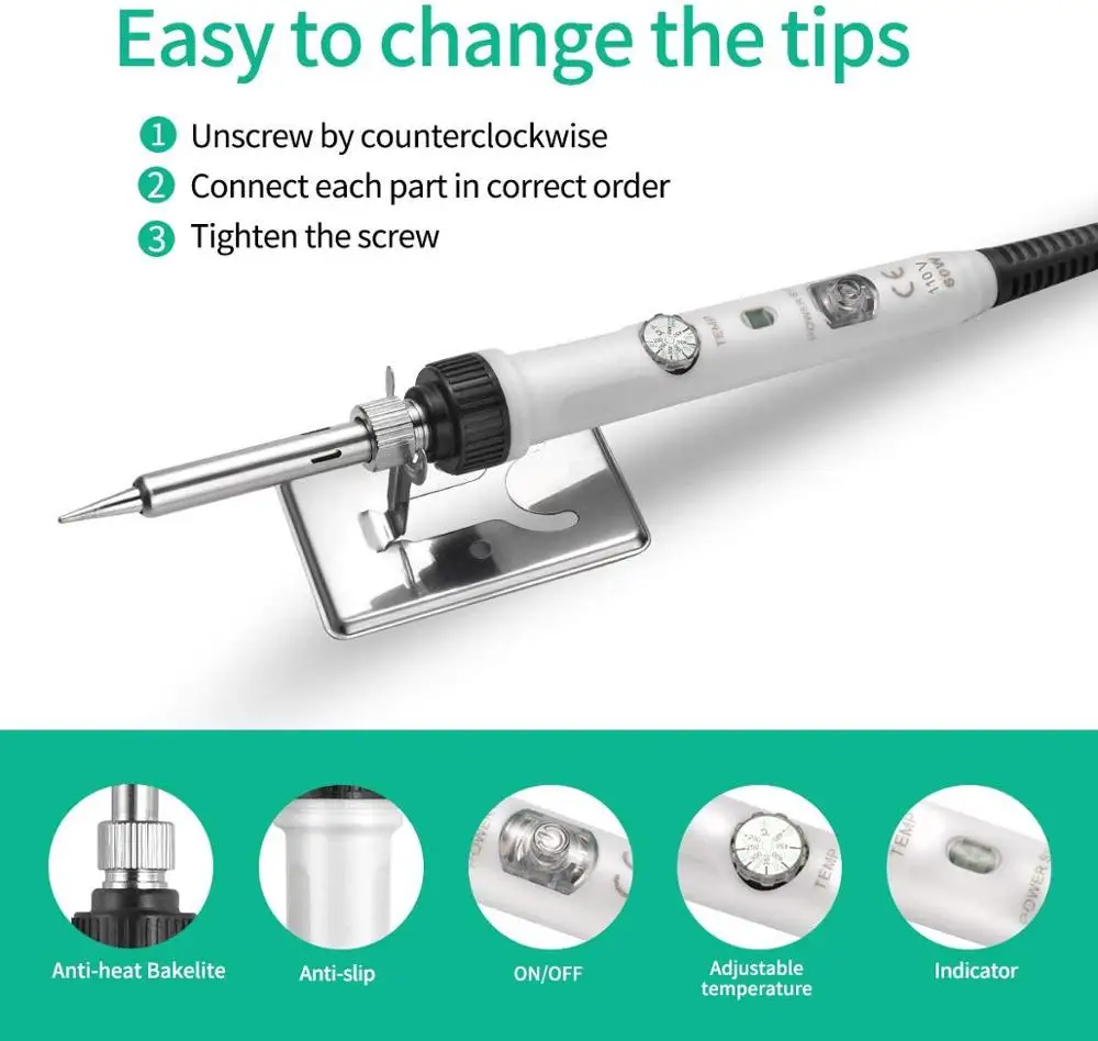 60W Electric soldering iron temperature adjustable 220V 110V Welding Solder iron rework station soldering iron accessories
