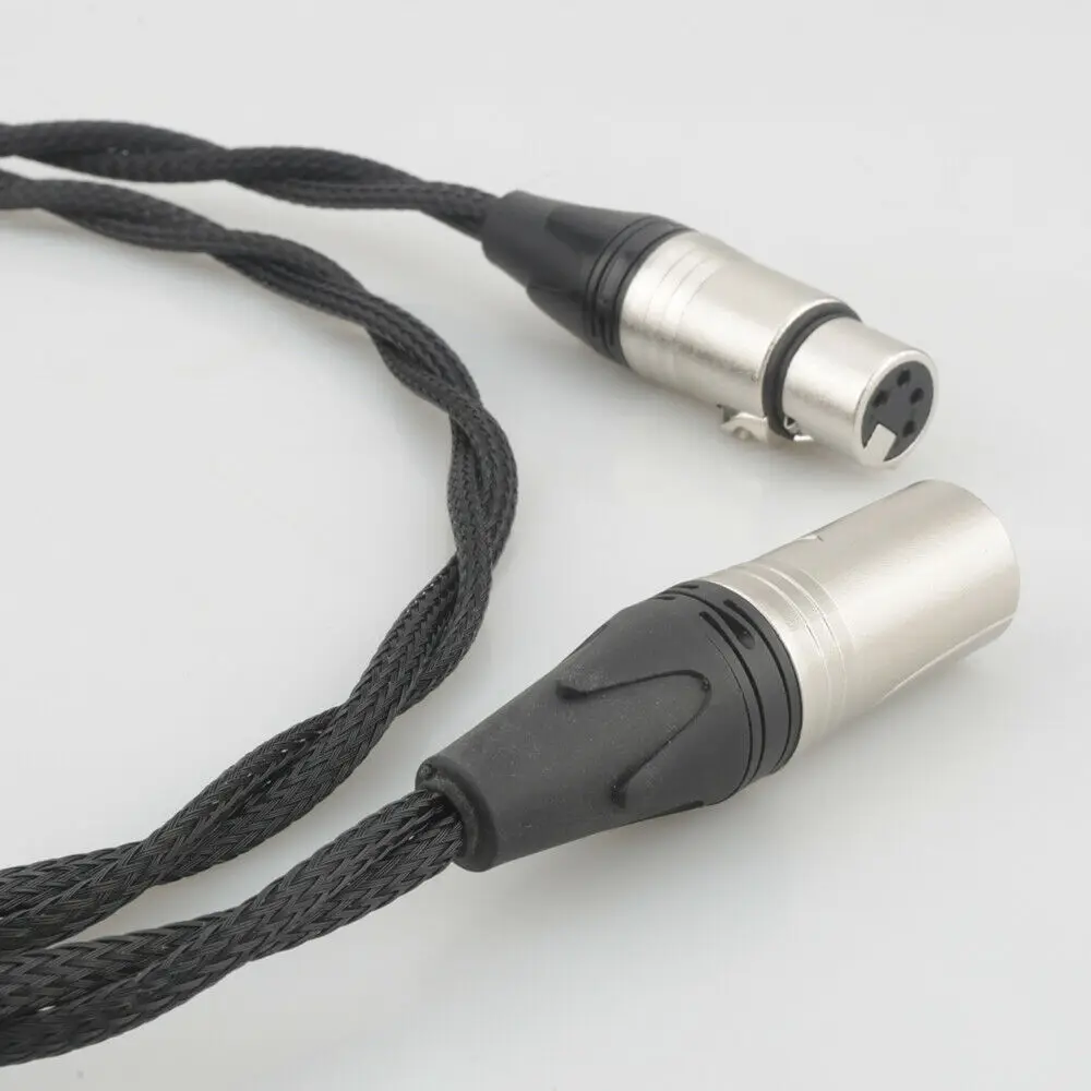 Alta fidelidade 4pin xlr (equilíbrio) macho para 4 pinos xlr (equilíbrio) cabo de extensão de fone de ouvido feminino