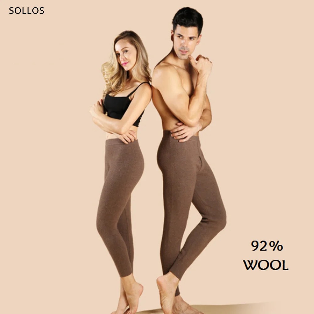 92% wool thermal pants leggings women merino woman underwear tights warm winter panty fleece men pantyhose womens trousers black